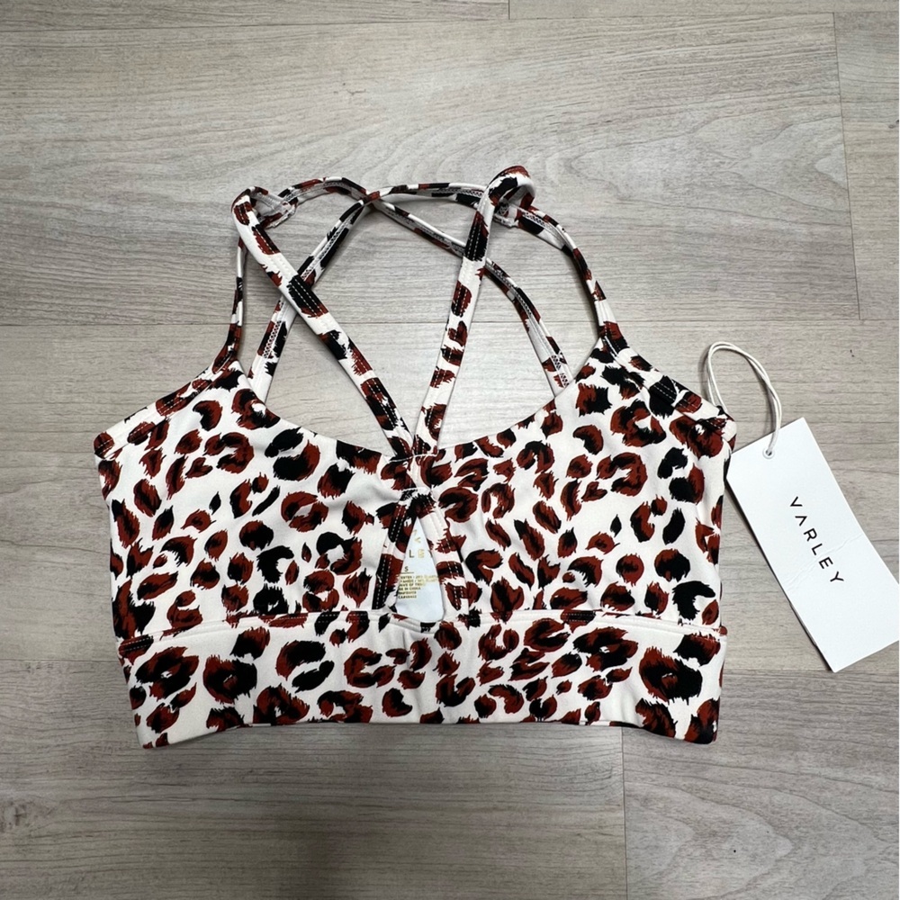 Varley Fountain Cut Out Sports Bra  + Leggings Set in Buckthorne Cheetah NWT - Picture 4 of 10